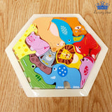 Tangram Hexagonal Madera Animales Dinosaurios Carros Puzzle