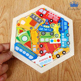 Tangram Hexagonal Madera Animales Dinosaurios Carros Puzzle