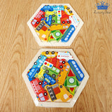 Tangram Hexagonal Madera Animales Dinosaurios Carros Puzzle