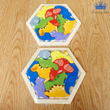 Tangram Hexagonal Madera Animales Dinosaurios Carros Puzzle