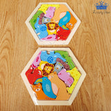 Tangram Hexagonal Madera Animales Dinosaurios Carros Puzzle