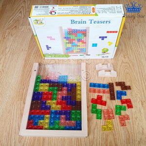 Juego Tangram Tetris De Mesa Real Fichas Colores + Tablero