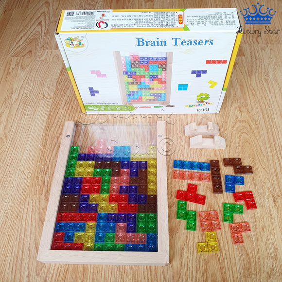 Juego Tangram Tetris De Mesa Real Fichas Colores + Tablero