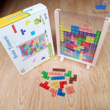 Juego Tangram Tetris De Mesa Real Fichas Colores + Tablero