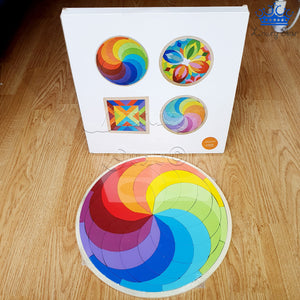 Tangram Mosaico Circular Colores Madera Rompecabezas Espiral