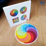 Tangram Mosaico Circular Colores Madera Rompecabezas Espiral