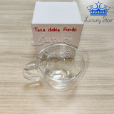 Taza Doble Fondo Vidrio Transparente 200 ML Cafe Bebidas