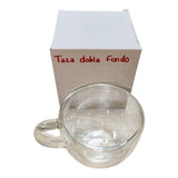 Taza Doble Fondo Vidrio Transparente 200 ML Cafe Bebidas