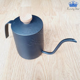 Tetera Acero Inoxidable Cuello Ganso Gris Con Tapa Madera