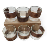 Set Vasos Vidrio x6 Banda Madera150 ml Cafe