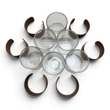 Set Vasos Vidrio x6 Banda Madera150 ml Cafe