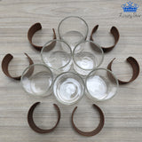 Set Vasos Vidrio x6 Banda Madera150 ml Cafe
