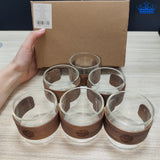 Set Vasos Vidrio x6 Banda Madera150 ml Cafe