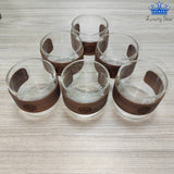 Set Vasos Vidrio x6 Banda Madera150 ml Cafe