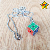 Collar Dije Cubo 2x2 Acero Inoxidable Plateado Lujo Cadena Plateado