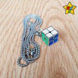 Collar Dije Cubo 2x2 Acero Inoxidable Plateado Lujo Cadena Plateado
