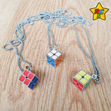 Collar Dije Cubo 2x2 Acero Inoxidable Plateado Lujo Cadena Plateado