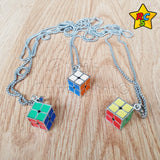 Collar Dije Cubo 2x2 Acero Inoxidable Plateado Lujo Cadena Plateado