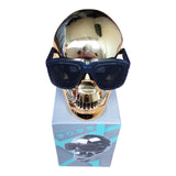 Parlante Calavera Gafas Metalizado Sonido Decorativo Musica