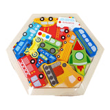Tangram Hexagonal Madera Animales Dinosaurios Carros Puzzle