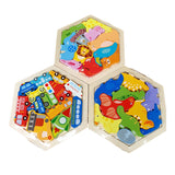 Tangram Hexagonal Madera Animales Dinosaurios Carros Puzzle