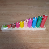 Abaco Vertical Anillos Madera Tabla 1 - 10 Matemáticas Aros