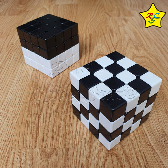 Cubo 4x4 Ajedrez Blanco Y Negro Ilusion Stickerless