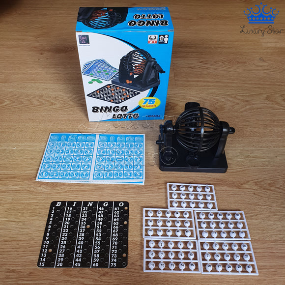 Bingo Balotera Lotto Azar Mini + Fichas + 75 Bola + Cartones