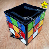 Bolso Cubo Cartera Mochila Colores Maletin Puzzles