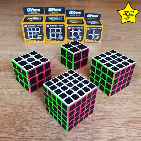 Pack Cubos Carbono X4 Set Profesional 2x2 A 5x5 Qiyi