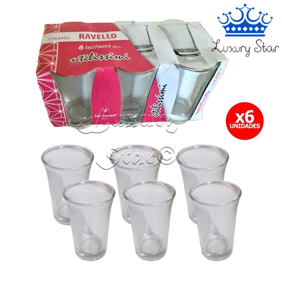 Set Copas Tequilera Aguardientera 60 Ml Vidrio - 6 Unidades