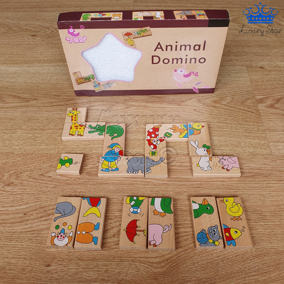 Domino Animales Infantil Madera Aprende Juego Didactico