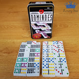 Domino 55 Fichas Color Doble 9 Juego Mesa Caja Metalica