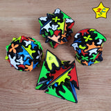 Pack X4 Cubo Engranaje Qiyi Gear 3x3 Original X4 Negro Tiled