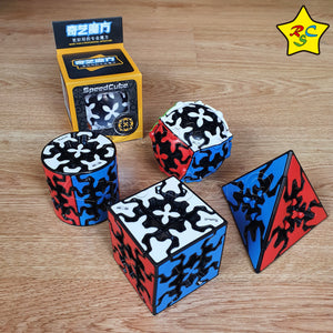 Pack X4 Cubo Engranaje Qiyi Gear 3x3 Original X4 Negro Tiled