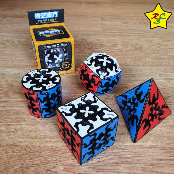Pack X4 Cubo Engranaje Qiyi Gear 3x3 Original X4 Negro Tiled