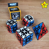 Pack X4 Cubo Engranaje Qiyi Gear 3x3 Original X4 Negro Tiled