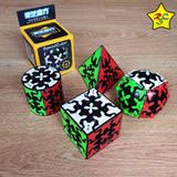 Pack X4 Cubo Engranaje Qiyi Gear 3x3 Original X4 Negro Tiled