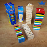 Torre Mini Jenga con Dado 54 Bloques Madera/Multi Color 15 x 5cm