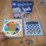Set Juego Mesa 3 En 1 Ajedrez + Damas Chinas + Parques 27 Cm