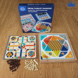 Set Juego Mesa 3 En 1 Ajedrez + Damas Chinas + Parques 27 Cm