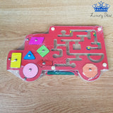 Puzzle Bus Laberinto Magnetico Figuras Geometria Madera