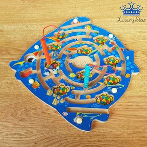 Laberinto Magnetico Puzzle Pez Madera Didactico Peces Iman