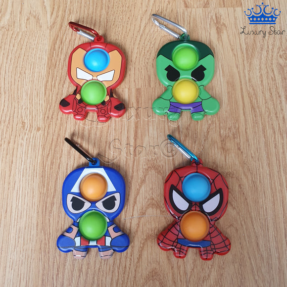Llavero Pop It Fidget Push Burbuja Anti Estres Super Heroes