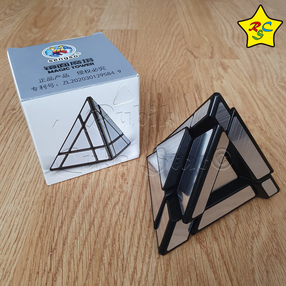 Pyraminx Mirror 2x2 Tower Jing Espejo Shengshou Plateado