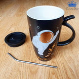 Termo Taza Astronauta Ceramica Mug Espacio Detalle + Pitillo