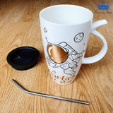 Termo Taza Astronauta Ceramica Mug Espacio Detalle + Pitillo