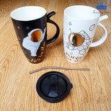 Termo Taza Astronauta Ceramica Mug Espacio Detalle + Pitillo