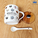 Mug Pocillo Perros Canino Ceramica Detalle + Tapa + Cuchara