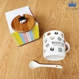 Mug Pocillo Perros Canino Ceramica Detalle + Tapa + Cuchara